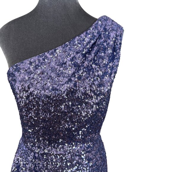 Shoshanna One-Shoulder Purple Sequin Mini Dress Size 4 - Picture 5 of 7